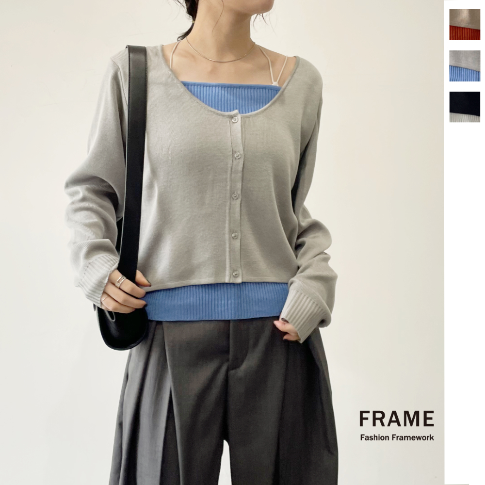 【2026新作】度詰め麻タッチレイヤードカーディガン