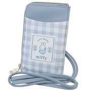 スマホ ポーチ ミッフィー ショルダーポーチ ギンガム ワッペン ブルー【小ロット販売】