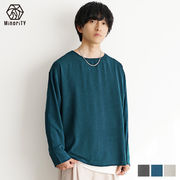 【春の新作】リンクルボートネックロングTシャツ 無地t/MinoriTY