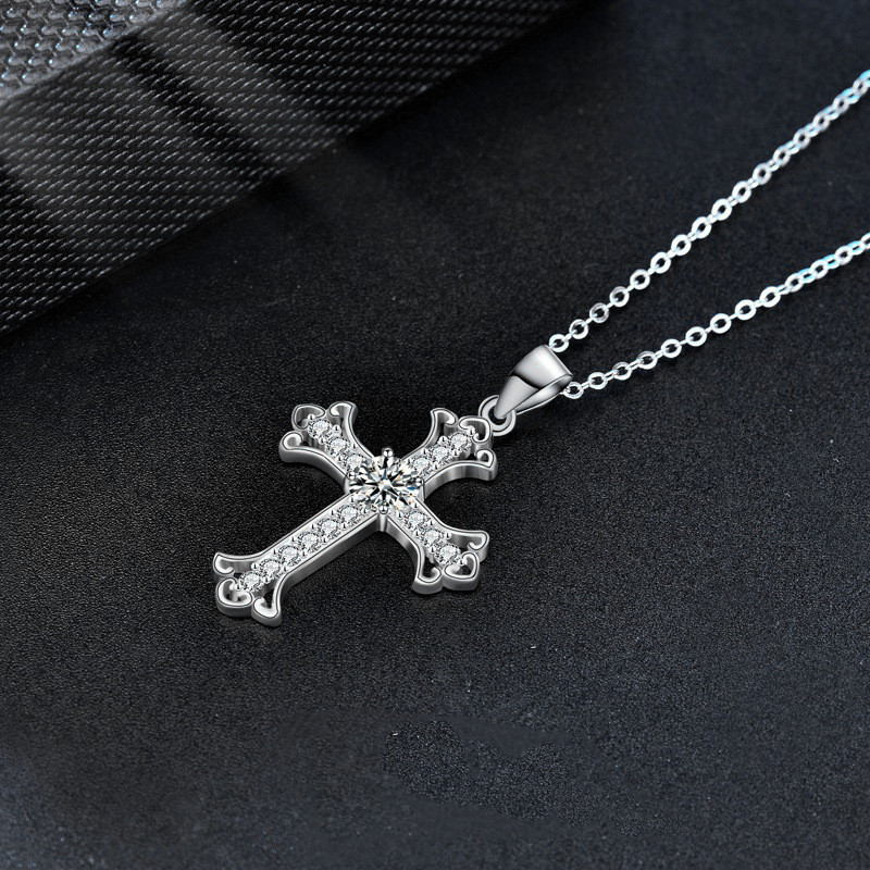 十字架ネックレス モアサナイト 1ct ネックレス ネック飾り レディース シルバー925 アクセサリー ギフト