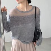 UC1035トップス レディース カットソー ニット 長袖 3色 韓国風 2026春夏新作