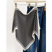 男女兼用 三角形 シルクタッチ 水玉 ドット柄 シンプルスカーフ/ヘアリボン　全3色　8100