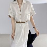 UC1041トップス レディース ロングワンピース 短袖 レベル付き 韓国風  2026春夏新作