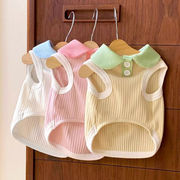 小型〜中型犬用 細ストライプ夏用ポロシャツ 春秋も使える爽やかペット服 直送