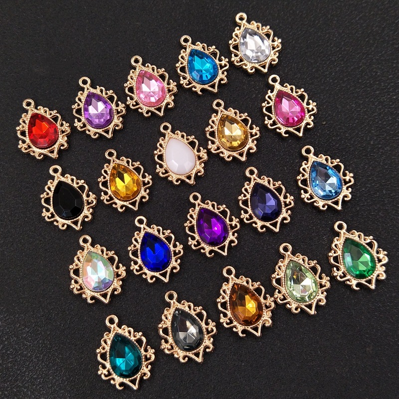 キラキラ  チャーム パーツ しずく DIY アクリルストーン アクセサリーパーツ 透かし ハンドメイド用品