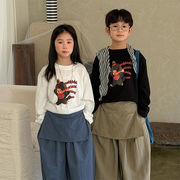2026春夏※MOX☆キッズTシャツ カートゥーン ロゴプリント トップス ラウンドネック 男女兼用