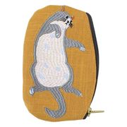【ポーチ】ouaf ouaf＆miaou marche 刺繍ポーチ ハチワレ ねこ