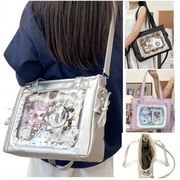 全5色 レースアップ 痛バッグ PU リボンショルダーバッグ トートバッグ A4 2way クリアバッグ 推し活