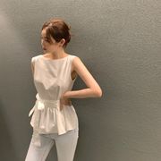 2026年INS 夏新作  デザイン  気質　韓国インスタ風 ノースリーブ ブラウス