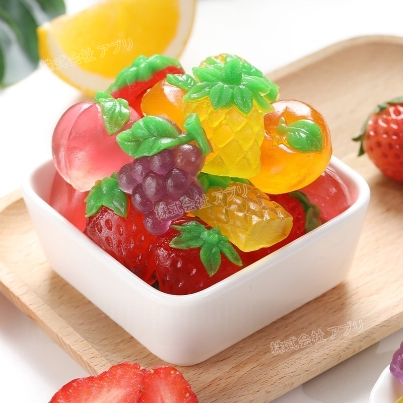 【218g/袋】フルーツグミ 果物味 咀嚼音 ソフトキャンディ 人気お菓子 果物形 SNSで話題 可愛い 子供の日