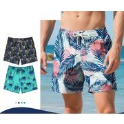 メンズ 速乾プリント柄ゆったりビーチパンツ 夏の海水浴やサーフィンに 4色