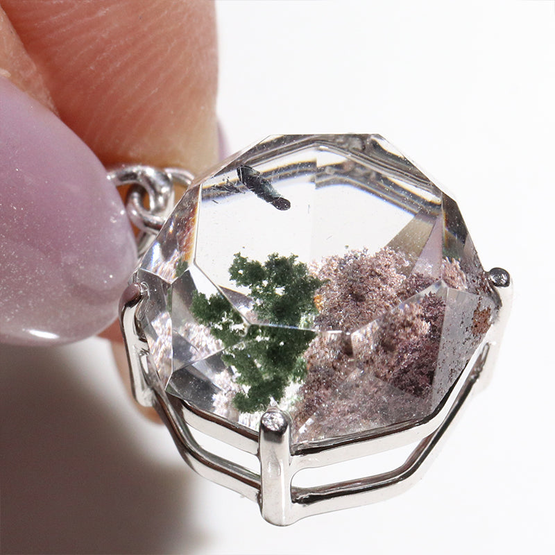 ガーデンクォーツ＜ブラジル産＞　八角形　約13～14.5mm　silver925　シルバー　ペンダントトップ