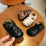 キッズ サンダル 男女兼用 歩行練習 つま先保護 編み込み マジックテープ 韓国系 グラディエーター