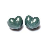 グアテマラ産◇マンサーノ翡翠 青翡翠(ジェダイト) 18x13mm ハート(通し穴) ビーズ 1個売り _PRG2629-2