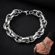 ステンレス メンズ ブレスレット シンプル かっこいい パンク キューバンチェーン チタン鋼 アクセサリー