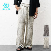 【ベルト付クレープパンツ】MinoriTY メンズ レディース ニュアンスカラーワイドパンツ 夏服 新作 2026