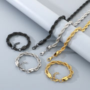 メンズ ヒップホップ 10mm ツイストチェーン ネックレス ブレスレット ステンレス シンプル定番 アクセ