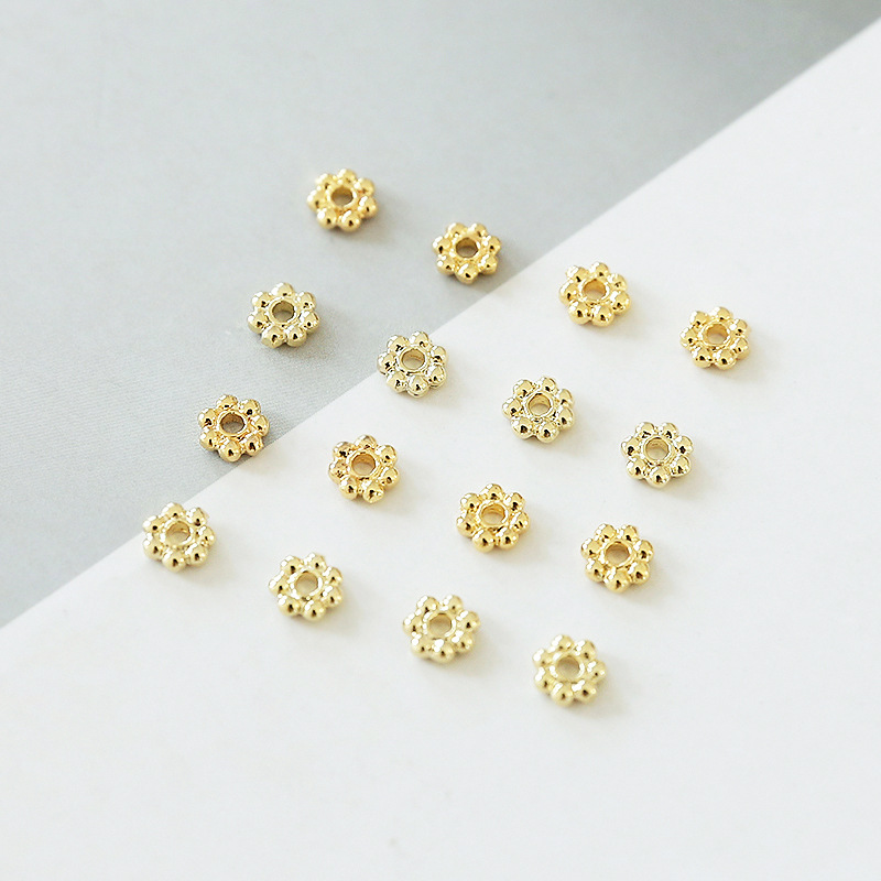 メタルビーズ 花状 スペーサー アクセサリーパーツ ロンデル 金具 金属 留め具 ホール 手作り ハンドメイド
