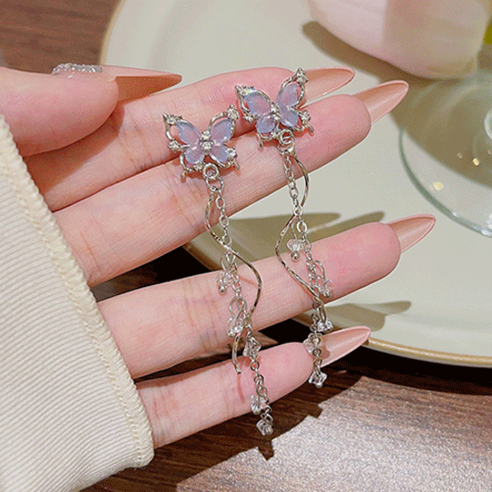 ピアス フラワー レディース ロングピアス お花 チェーン 誕生日 パーティー 花嫁 小枝 星 アクセサリー