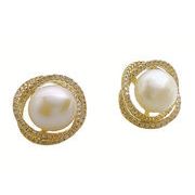 レーディス 華やか 大粒パール ビジュー ダブルリング ピアス 　e01103