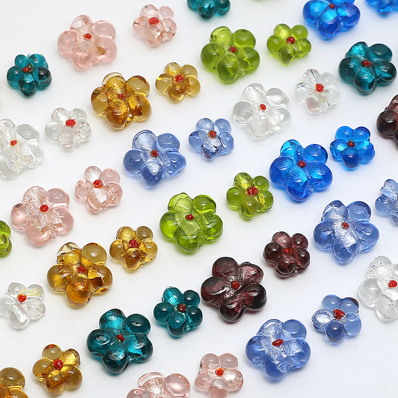 フラワー 花 プレス ガラスビーズ パーツ ハンドメイド 手芸 材料 DIY素材 アクセサリーパーツ デコパーツ