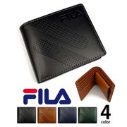 全4色 FILA（フィラ）ドットロゴ型押し 2つ折り財布 ショート ウォレット フェイクレザー