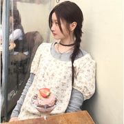 2026新作 リボン花柄シャツ レディース