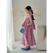 子供服　100-160cm　キッズシャツ　スカート　ガールズ　春夏　韓国キッズ服