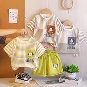 2026夏 新作 Tシャツ 半袖 キッズ  0～5 歳ベビー男女兼用  プリント丸首 2 点セット 大量在庫 80-120cm