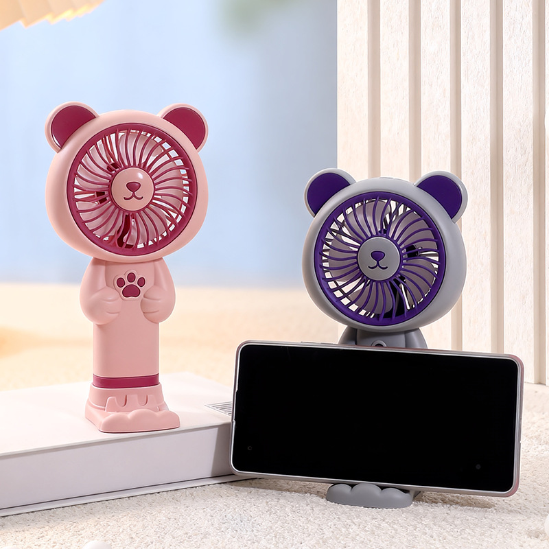 2026年新品 携帯扇風機 ミニ扇風機 キャラクター 着脱式台座 スマホスタンド付き 3 段階風量 USB充電