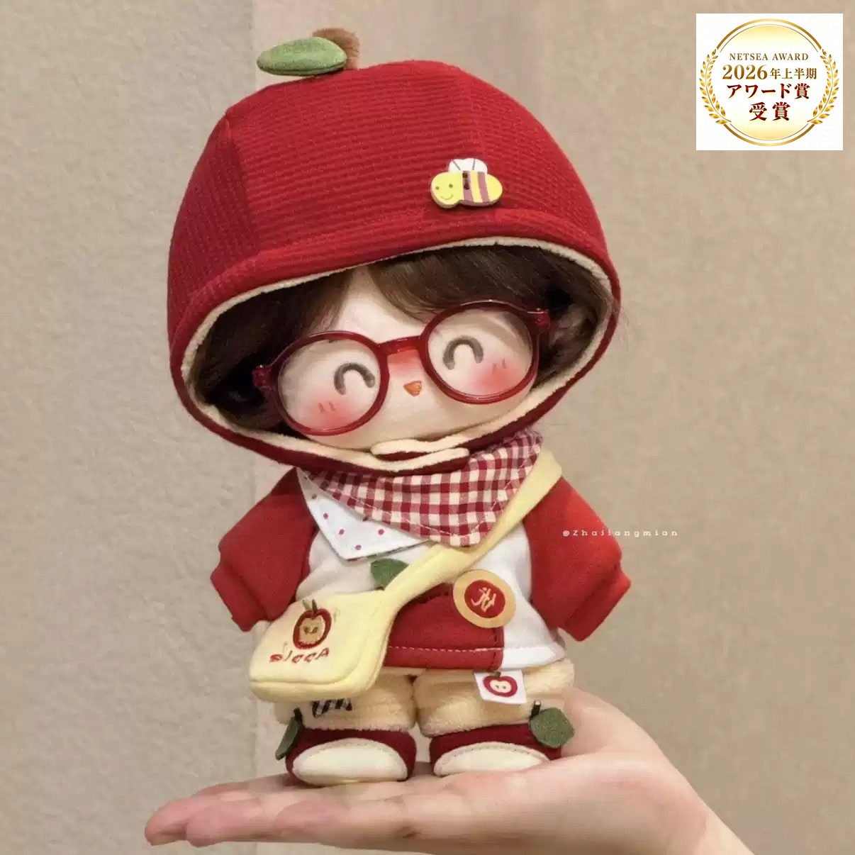 作家物ボンネット　iMda ドール アウトフィット　ハンドメイド帽子　着せ替え服 ぬいコーデ 着せ替え ミニドール 20cmぬい服 着替セット 帽子+Tシャツ