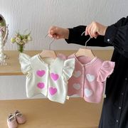 2026新作　春秋 韓国風　子供服 　カーディガン　キッズ　女の子　トップス　66-100cm 2色　DC