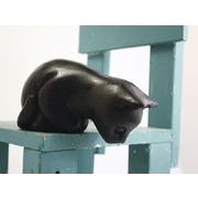のぞきみ黒猫[置物 オブジェ 人形 ねこ ネコ キャット 木製 アジアン エスニック 和]