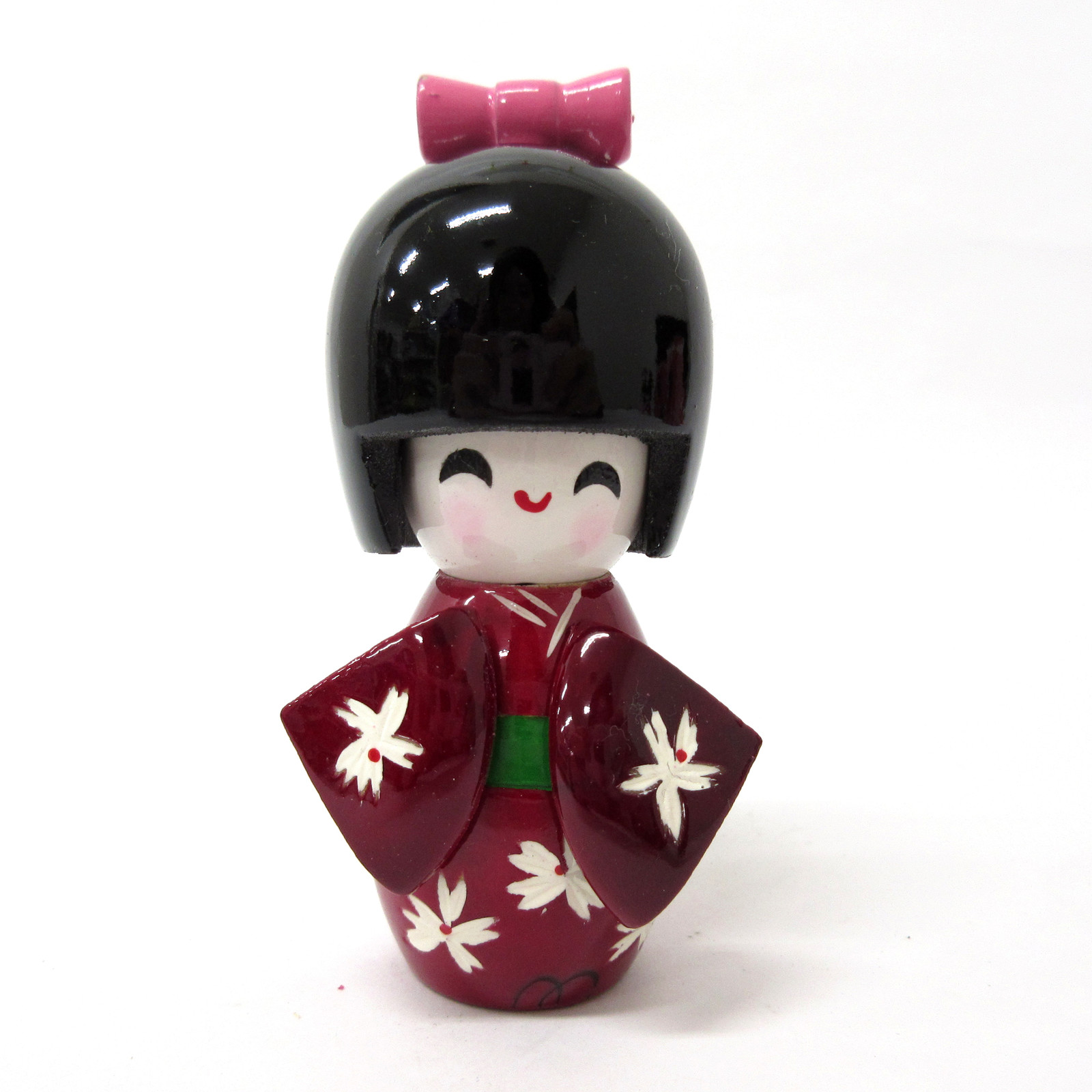 ＜和雑貨・和土産＞日本伝統工芸　木製着物こけし人形　ワイン　8cmサイズ　No.303-503