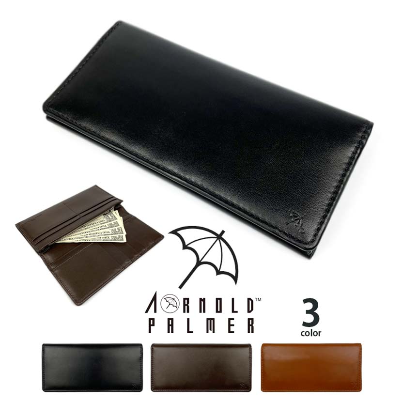 【全3色】 Arnold Palmer アーノルドパーマー 羊革 ロングウォレット 二つ折り 長財布 リアルレザー