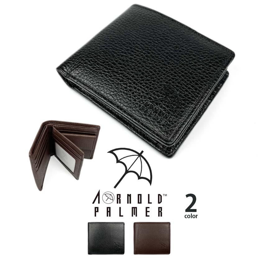 【全3色】 Arnold Palmer アーノルドパーマー 二つ折り 財布 中ベラ付き リアルレザー