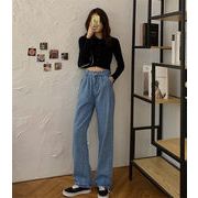 秋まで着れる 韓国ファッション 大きいサイズ 百掛け ワイドパンツ 原宿BF風 ストレートパンツ ジーンズ