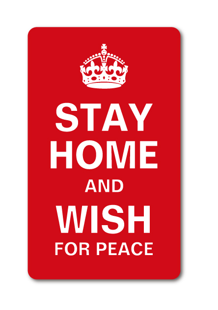 STAY HOME AND WISH FOR PEACE おうちにいよう L コロナウィルス対策 自粛 ステッカー GSJ092 2020新作