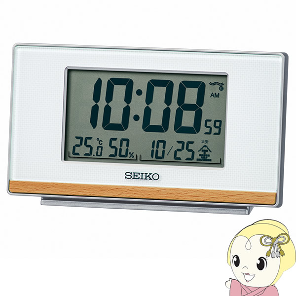目覚まし時計 電波時計 デジタル アラーム カレンダー 温度計 湿度計 スヌーズ おしゃれ　セイコー SEI