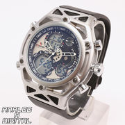アナデジ デジアナ HPFS9520-SVBK アナログ&デジタル クロノグラフ ダイバーズウォッチ風メンズ腕時計