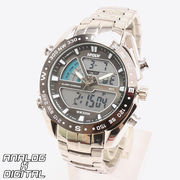 アナデジ デジアナ HPFS9405-SVBK アナログ&デジタル クロノグラフ ダイバーズウォッチ風メンズ腕時計