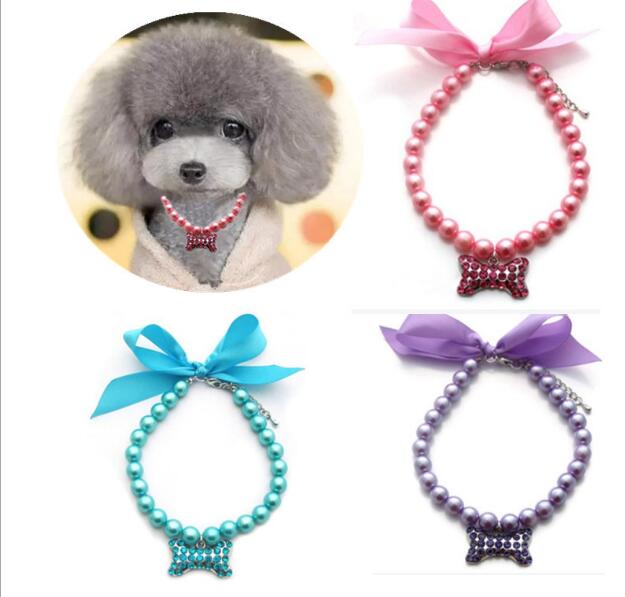 犬首輪 アクセサリー　首輪　ペット用品  高級感　犬の首輪 犬猫兼用　真珠付き　きれいめ　おしゃれ