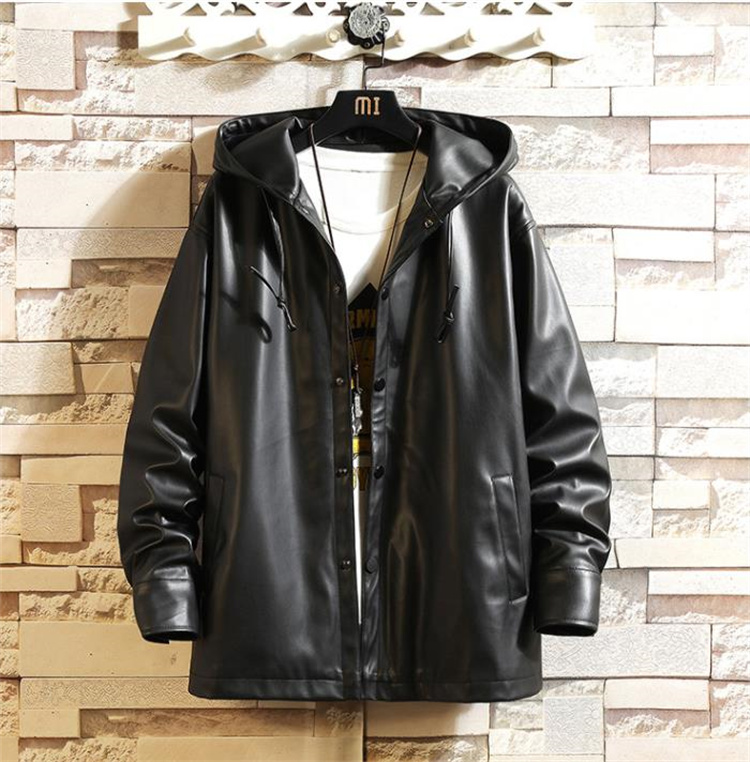 週末限定 韓国ファッション 気質 コート フード付き ジャケット トレンチコート レザー