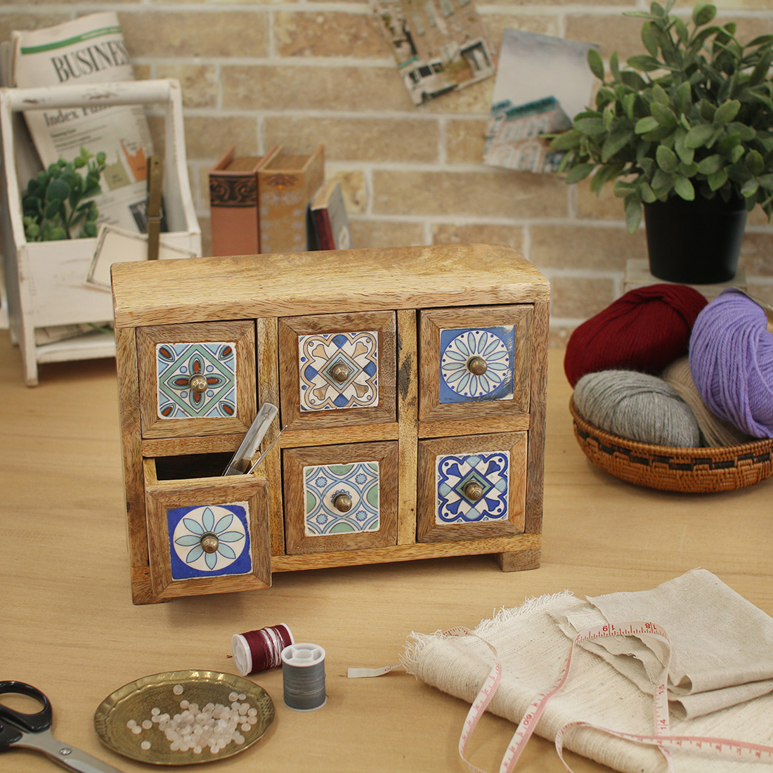 チェスト 6個 2段 ボヘミアンタイル[ボックス 小物入れ 引き出し 箱