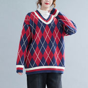 【秋冬新作】ニット  チェックセーターコート トップス レデイース　暖かい　カジュアル　