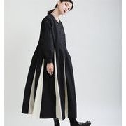 女の子ファッション 縫付 大きい裾 ゆったりするロングスカート2022年秋 パフスリーブ ワンピース