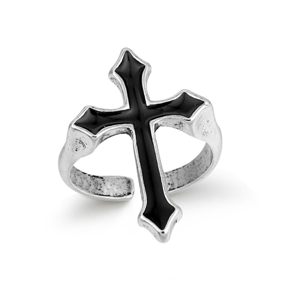 リング 黒 十字架 クロス キリスト 指輪 シルバーアクセサリー AiO