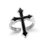 【在庫限り】  リング 黒 十字架 クロス キリスト 指輪 シルバーアクセサリー