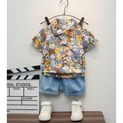 【2点セット】2022春夏新作 子供服  ベビー服  アパレル   半袖  tシャツ+ ショットパンツ  男の子