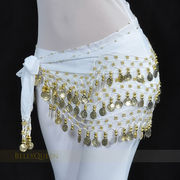 ベリーダンス衣装 インドダンス ヒップスカーフ コスチューム ビーズ コイン 飾りベルト 金色銀色
